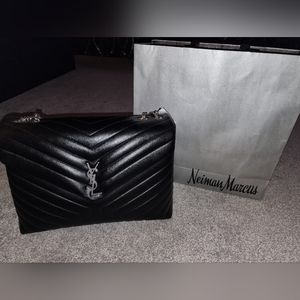 Saint Laurent LOULOU LARGE CHAIN BAG IN QUILTED CALFSKIN LEATHER